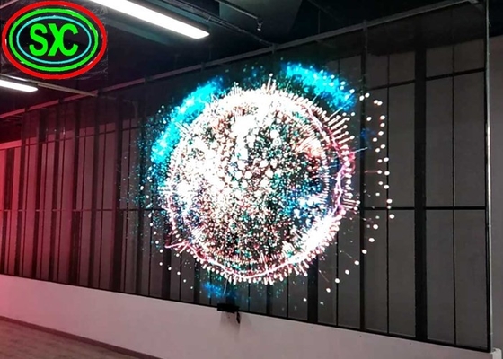 透明LEDスクリーン 室内 P3.9-7.8 フルカラー SMD カーブド LED ビデオ ウォール ガラス 展示用