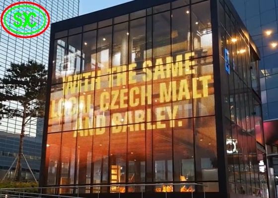 P3.91 透明なフルカラーLEDスクリーン 1500cd/sqm ガラスカーテン壁用