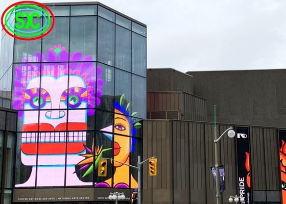 P3.91 透明なフルカラーLEDスクリーン 1500cd/sqm ガラスカーテン壁用