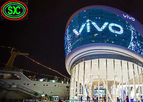 P3.91 透明なフルカラーLEDスクリーン 1500cd/sqm ガラスカーテン壁用