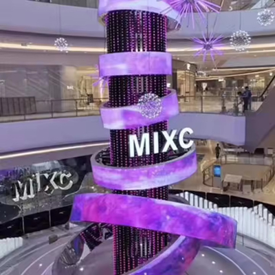 外部 360° 円筒 LED ディスプレイ 柱 曲線 スクリーン 広告 掲示板