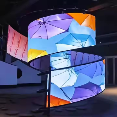 屋外 360 度シリンダー LED ディスプレイ コラム カーブ スクリーン 広告 掲示板