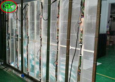 室内P3.91透明LEDスクリーン ガラス窓 アルミニウムキャビネット 材料 LED透明スクリーン
