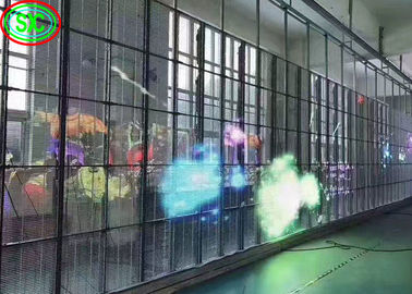 室内P3.91透明LEDスクリーン ガラス窓 アルミニウムキャビネット 材料 LED透明スクリーン