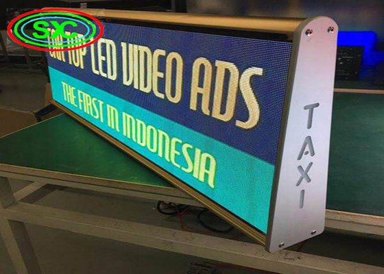 防水車用LEDサインディスプレイ 屋外フルカラータクシー屋根画面 双面