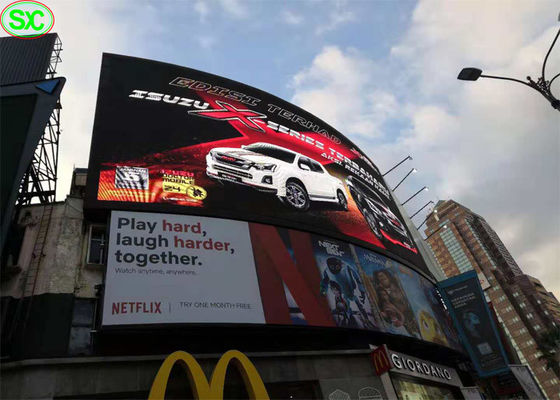 曲げられたP10大きい屋外の導かれた表示画面、導かれたビデオ スクリーンSMD3535 IP65