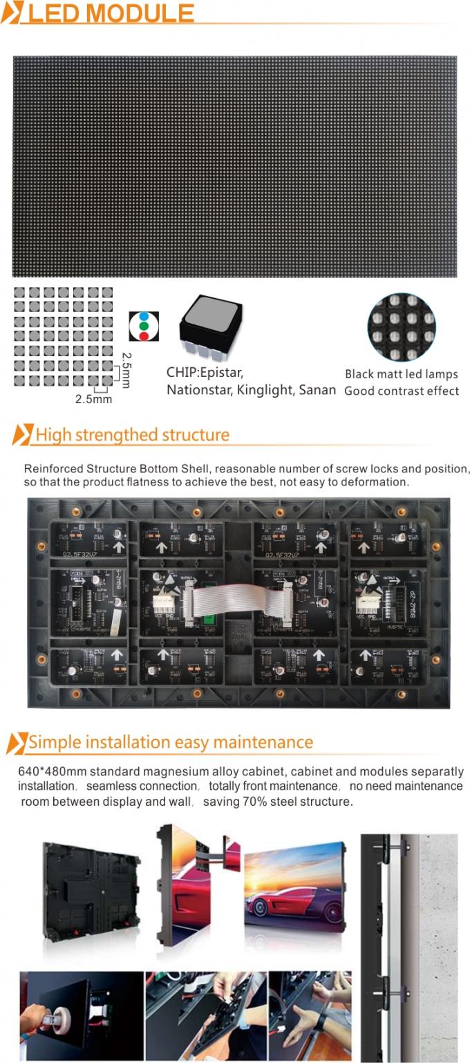P2-32S 常動ドライブと640*640mmキャビネット寸法を持つ室内フルカラーLEDディスプレイモジュール 4